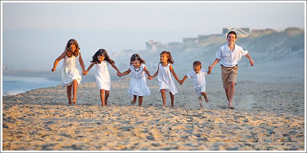 a fun beach photo of kids in the Outer Banks