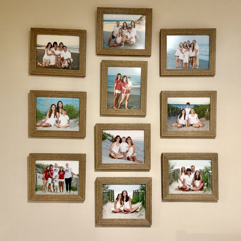 A Series of family portraits over multiple years showing children growing up on the Outer Banks beach